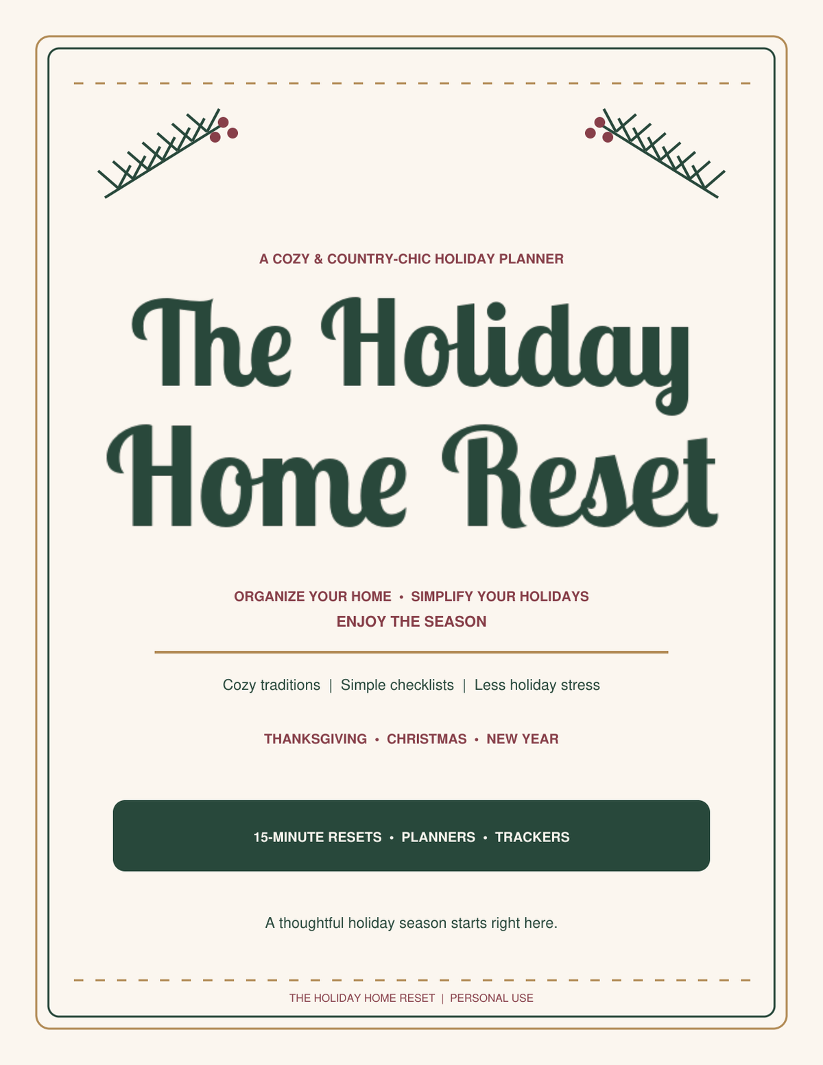 The Holiday Home Reset country-chic holiday planner cover